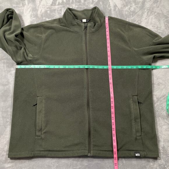 REI Coop Jacket Mens XXL Green Full Zip Fleece Outdoor Hiking Performance Active - Picture 6 of 7